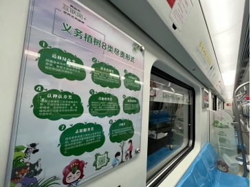 坐上三號線穿越“青島四季”吧 國內首輛“互聯網+全民義務植樹”地鐵主題列車在青上線